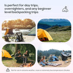 Blue and grey camping tent for day trips and overnight use with weather cover