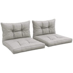 Light grey 2-piece seat cushion and back pillow set with tufted button details