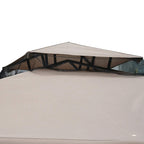 Gazebo top canopy with taupe fabric and dark mesh roof layer