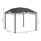 Grey outdoor gazebo tent with peaked canopy and steel frame, 3m x 2.6m size