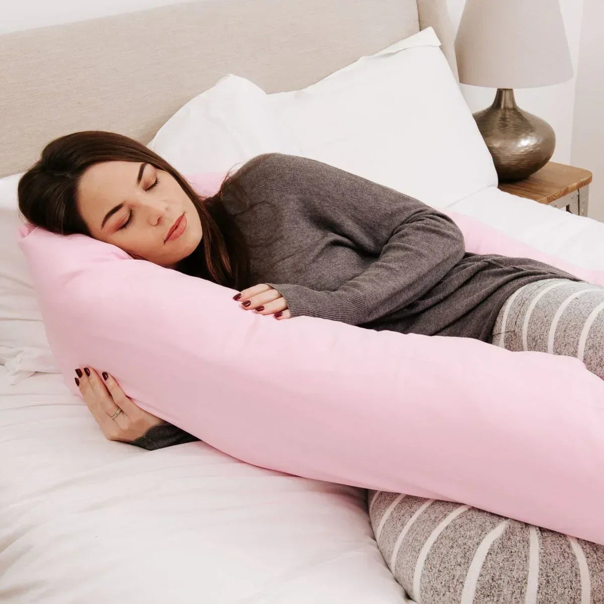 9-ft-maternity-pillow-and-case-light-pink-429116 - Bobobiy