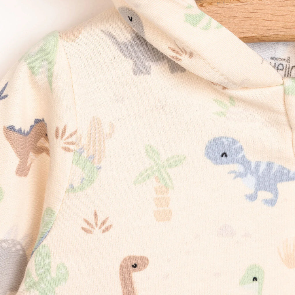 HelloBaby Newborn Boy Hooded Jumpsuit - Ecru