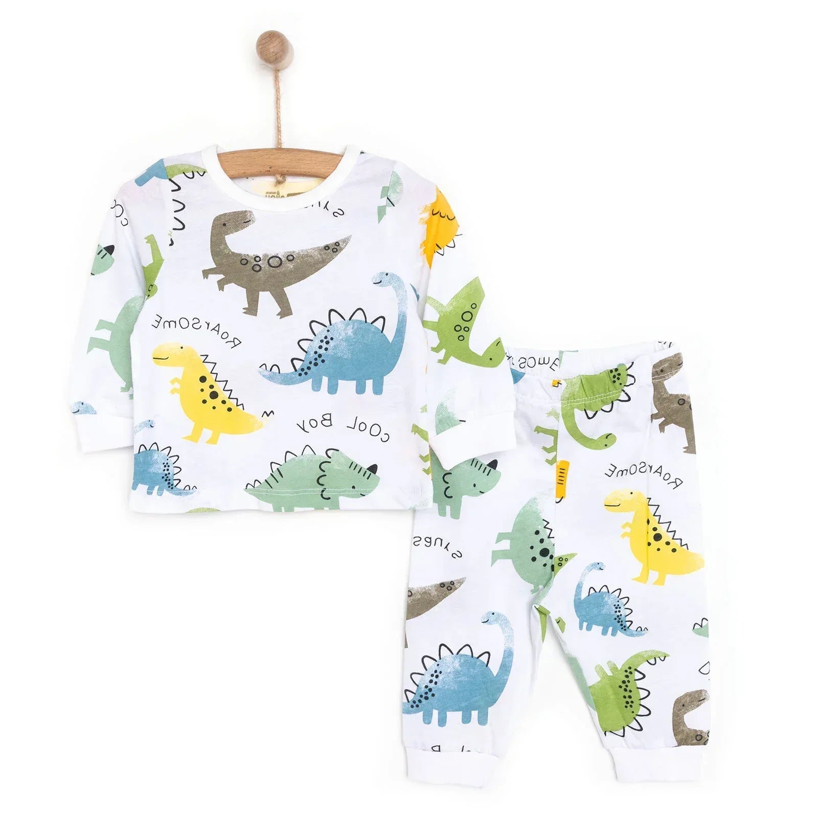 HelloBaby Baby Boy Long Sleeve Pyjamas Set - White - Bobobiy
