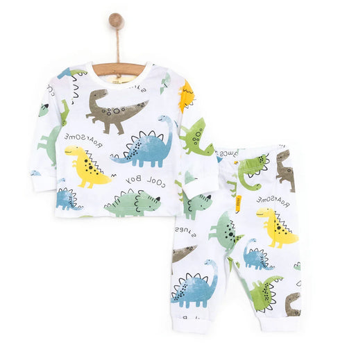 HelloBaby Baby Boy Long Sleeve Pyjamas Set - White - Bobobiy