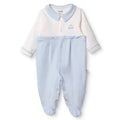 Bebetto Boys Footed Sleepsuit Snap Fastening Little Boss Shirt Collar Full Length Long Sleeve - Blue