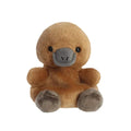 Brown plush platypus soft toy with grey snout and smiling face, 12 cm