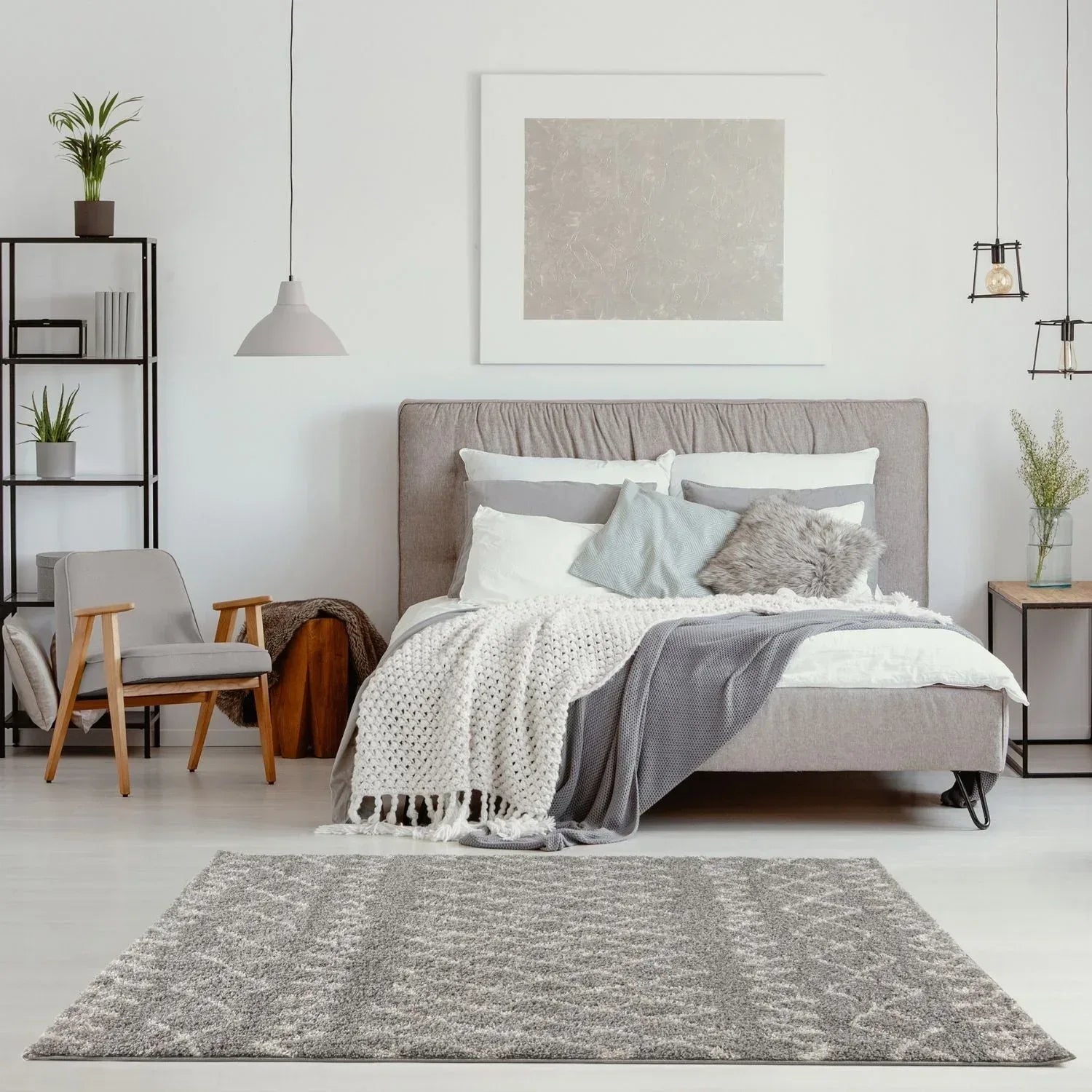 910MoroccanGreyShaggyRug-13 - Bobobiy
