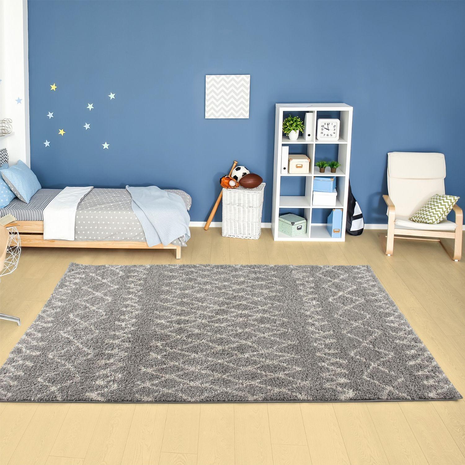 910MoroccanGreyShaggyRug-15 - Bobobiy