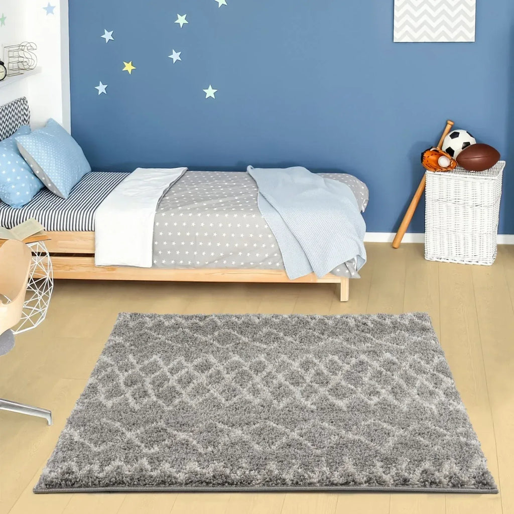 910MoroccanGreyShaggyRug-19 - Bobobiy