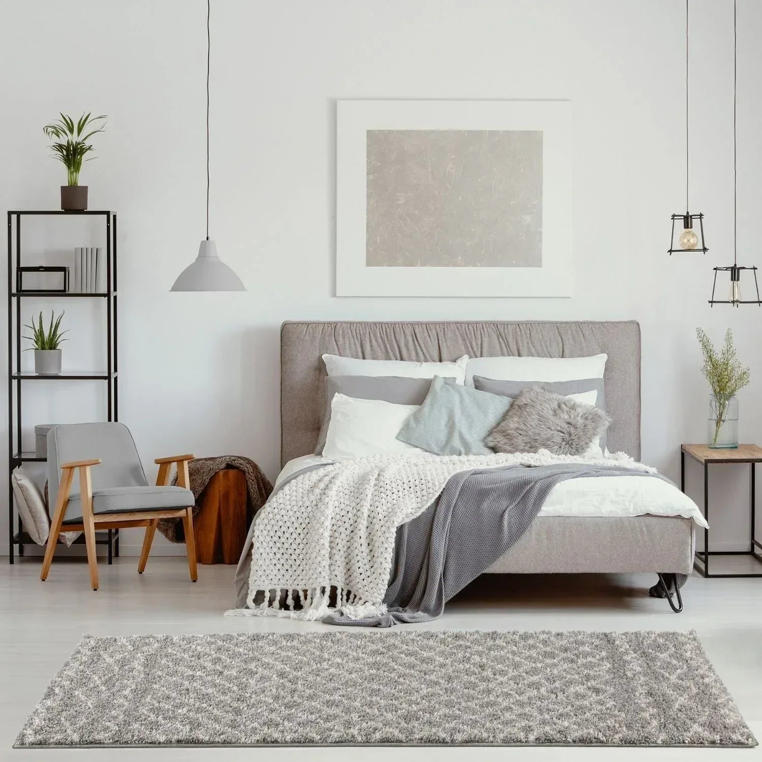 910MoroccanGreyShaggyRug-24 - Bobobiy