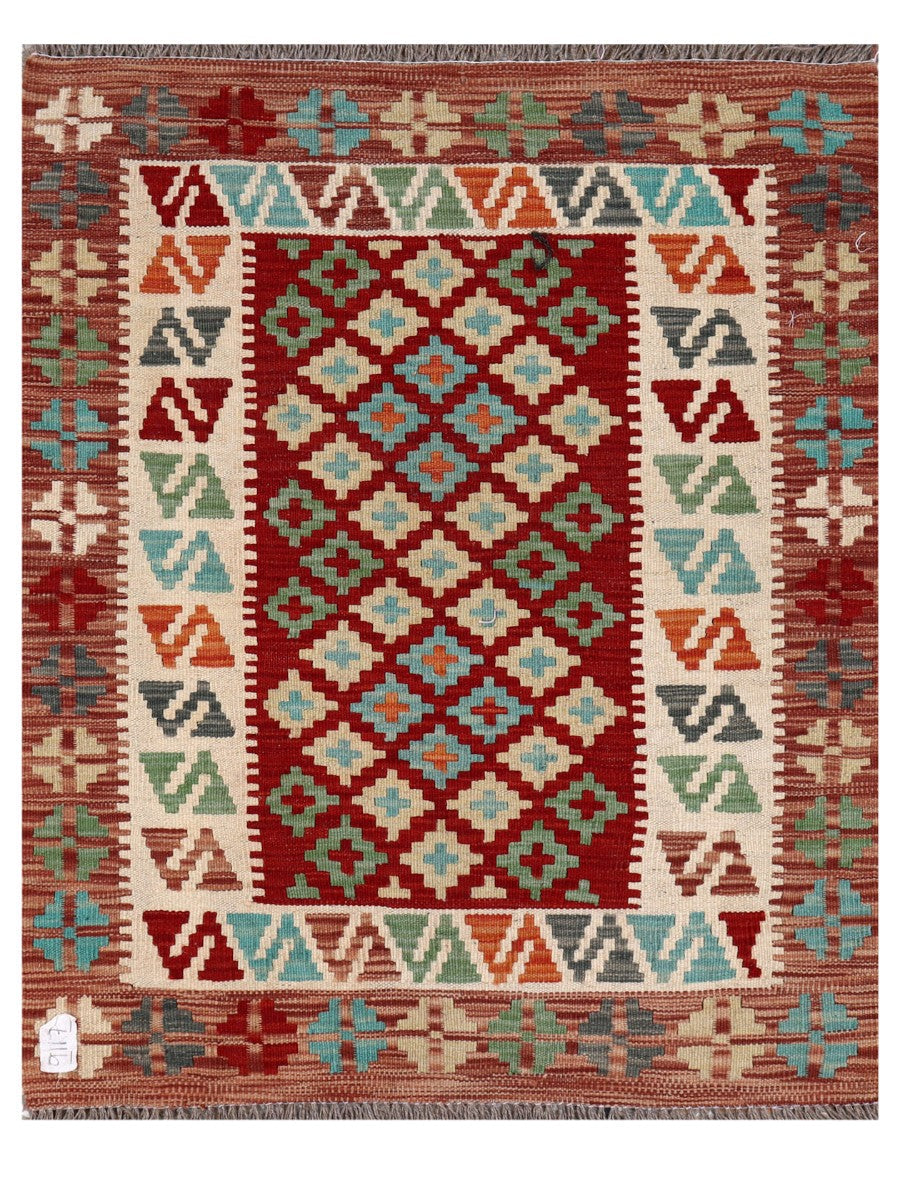 Maimana Afghanistan Kilim Rug - 108 x 86 cm - Handmade