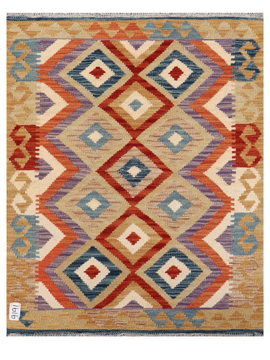 Maimana Afghanistan Kilim Rug - 107 x 85 cm - Handmade