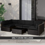 Black outdoor rattan sofa cushion covers on corner sectional seat and back cushions