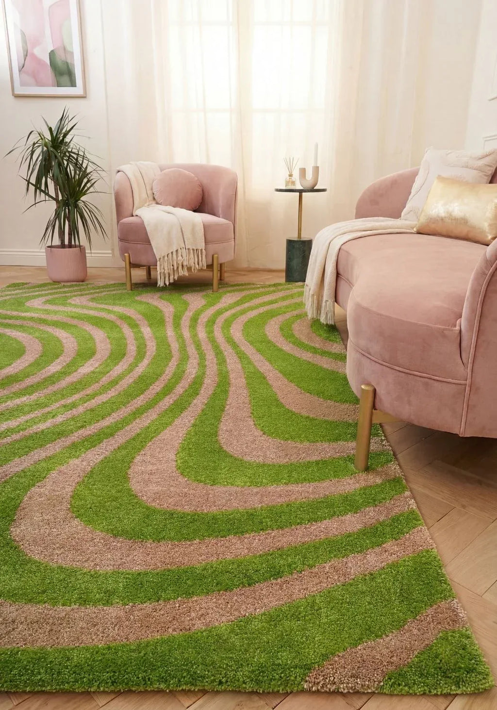 9270_striped_green_pink_living_room - Bobobiy