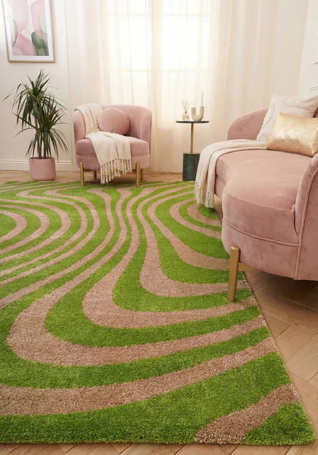 9270_striped_green_pink_living_room - Bobobiy