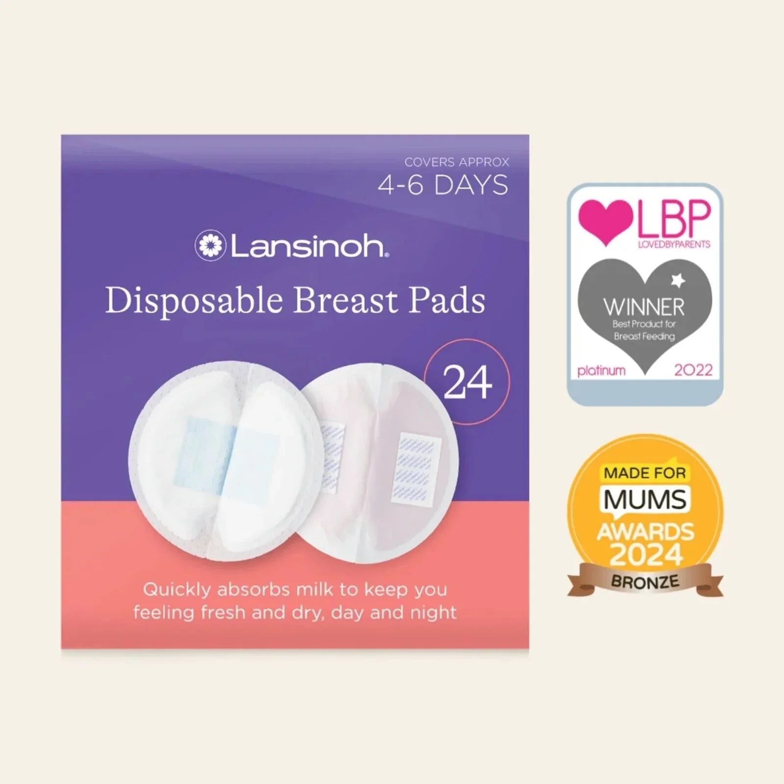 Lansinoh Ultra Thin Stay Dry Nursing Breast Pads 24 pcs