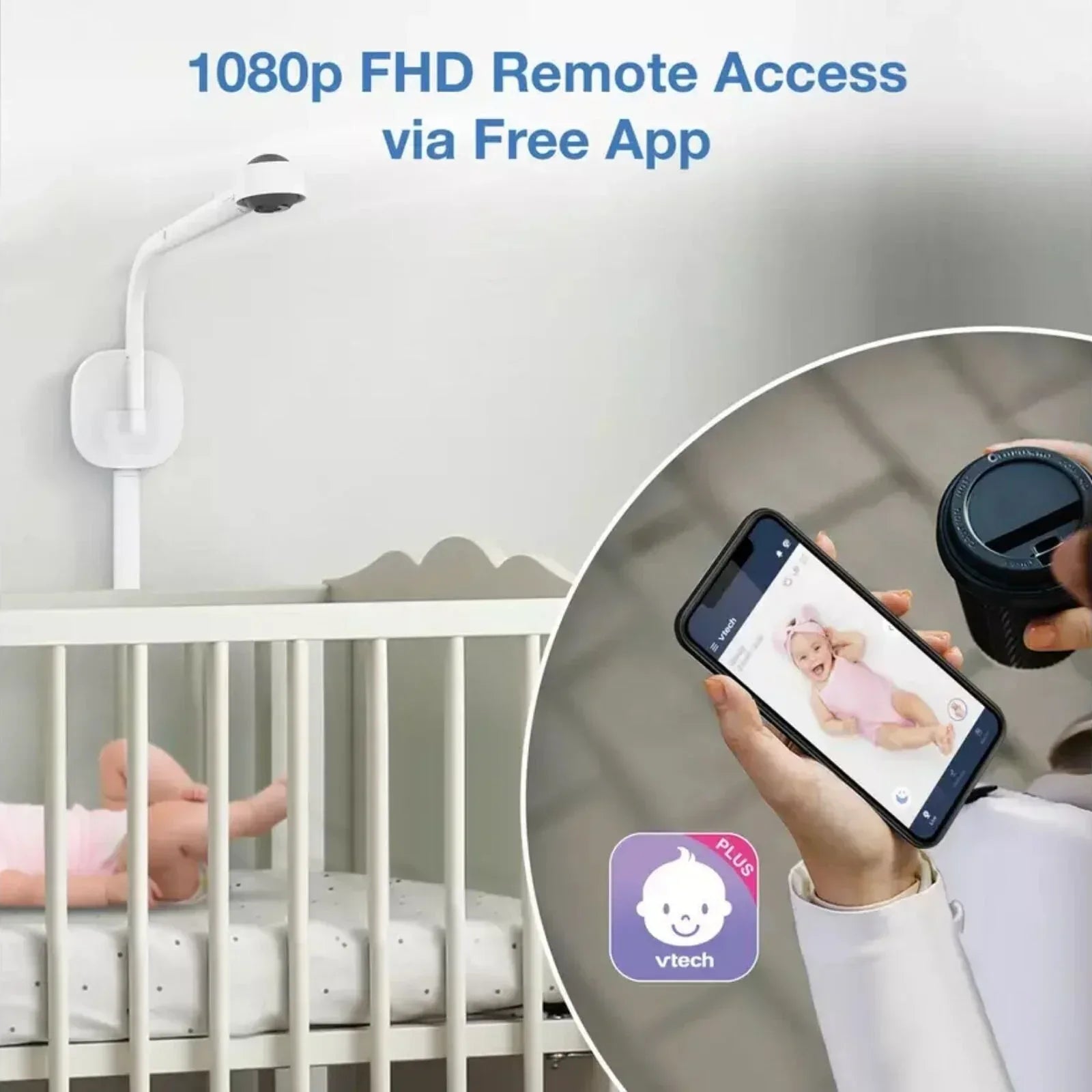 VTech RM7787 HD 7" Over-the-Cot Wi-Fi Baby Monitor - Bobobiy