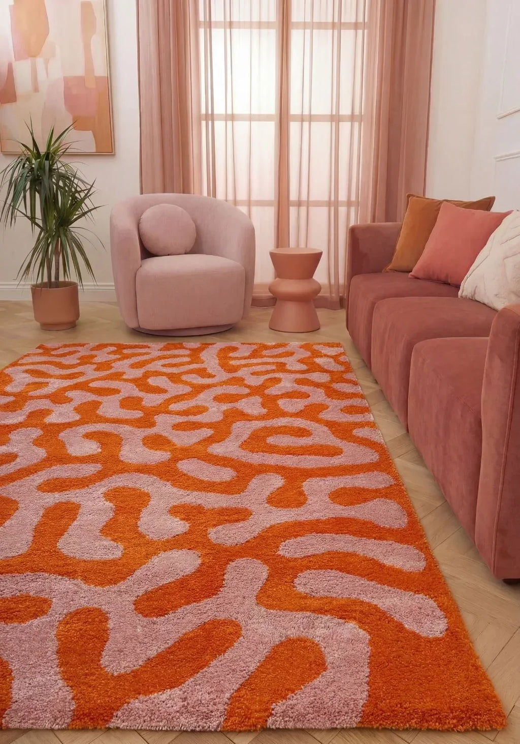 9360_orange_pink_rug - Bobobiy