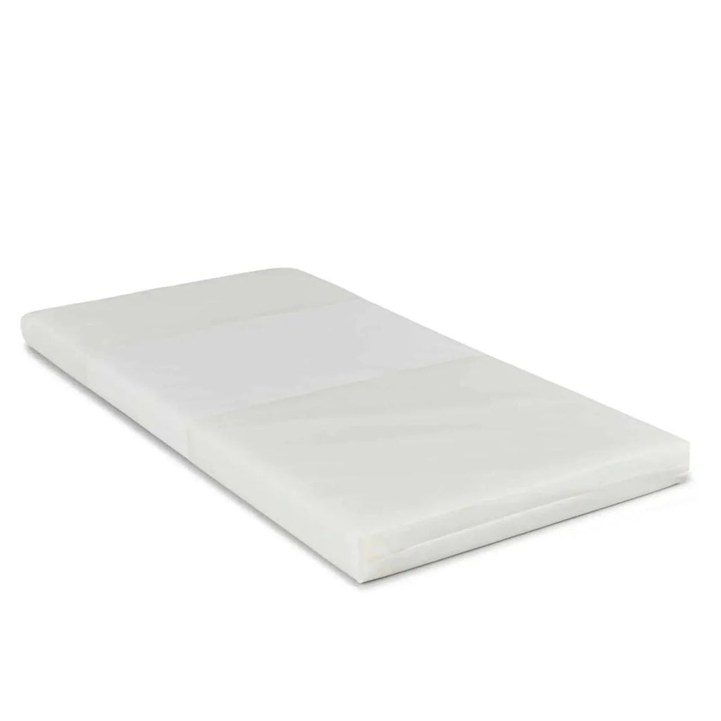 White fibre cot mattress, flat padded mattress