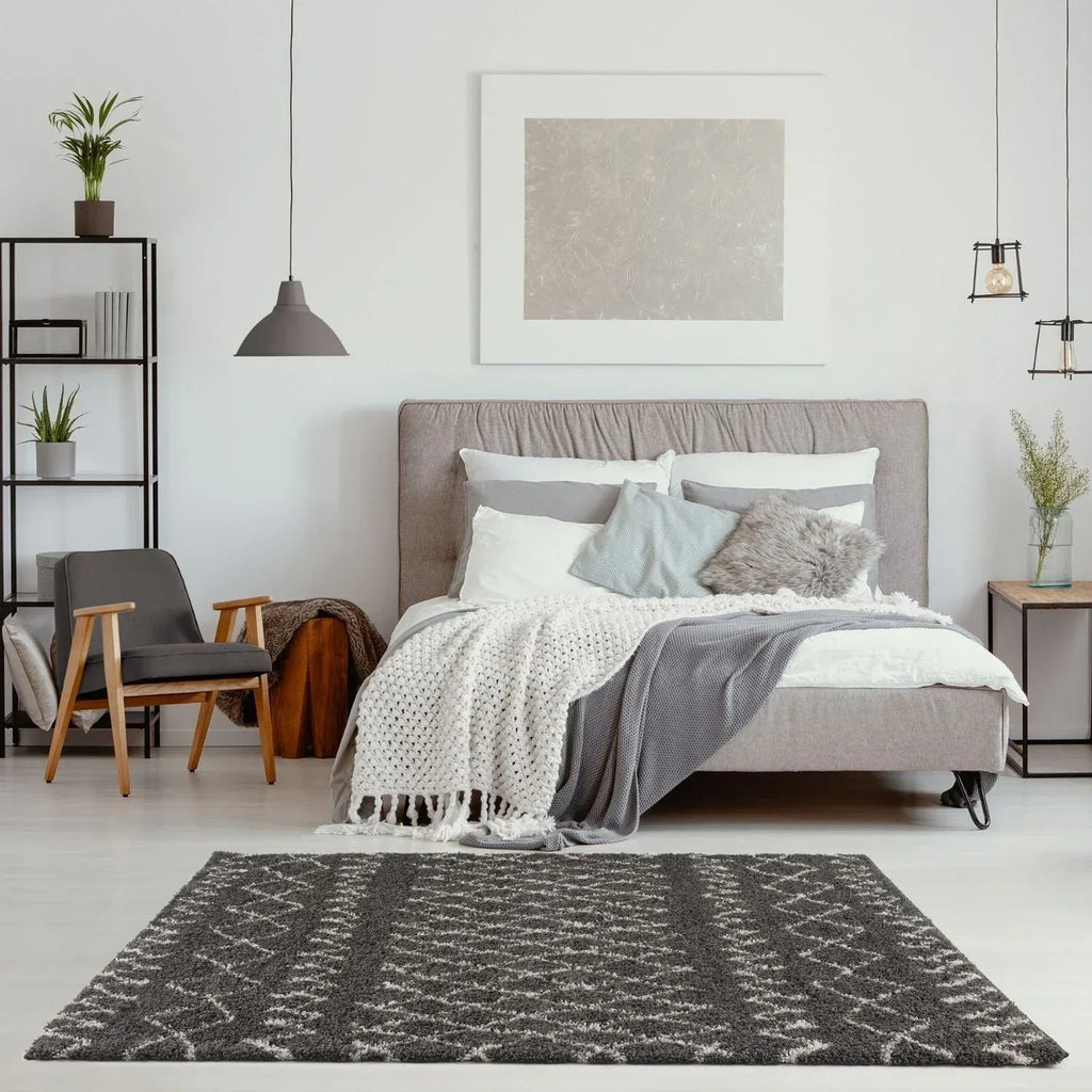 940MoroccanDarkGreyShaggyRug-13 - Bobobiy