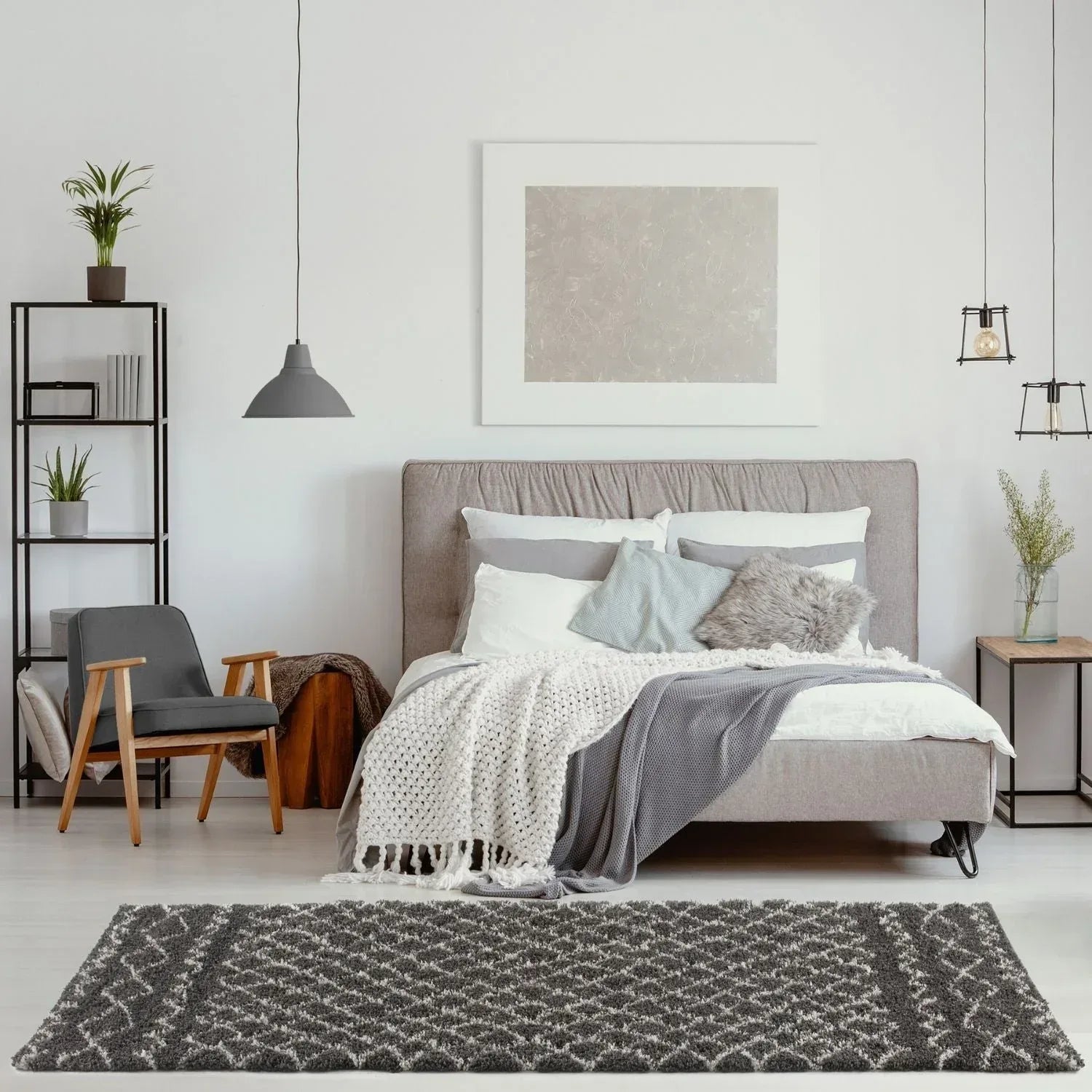 940MoroccanDarkGreyShaggyRug-21 - Bobobiy