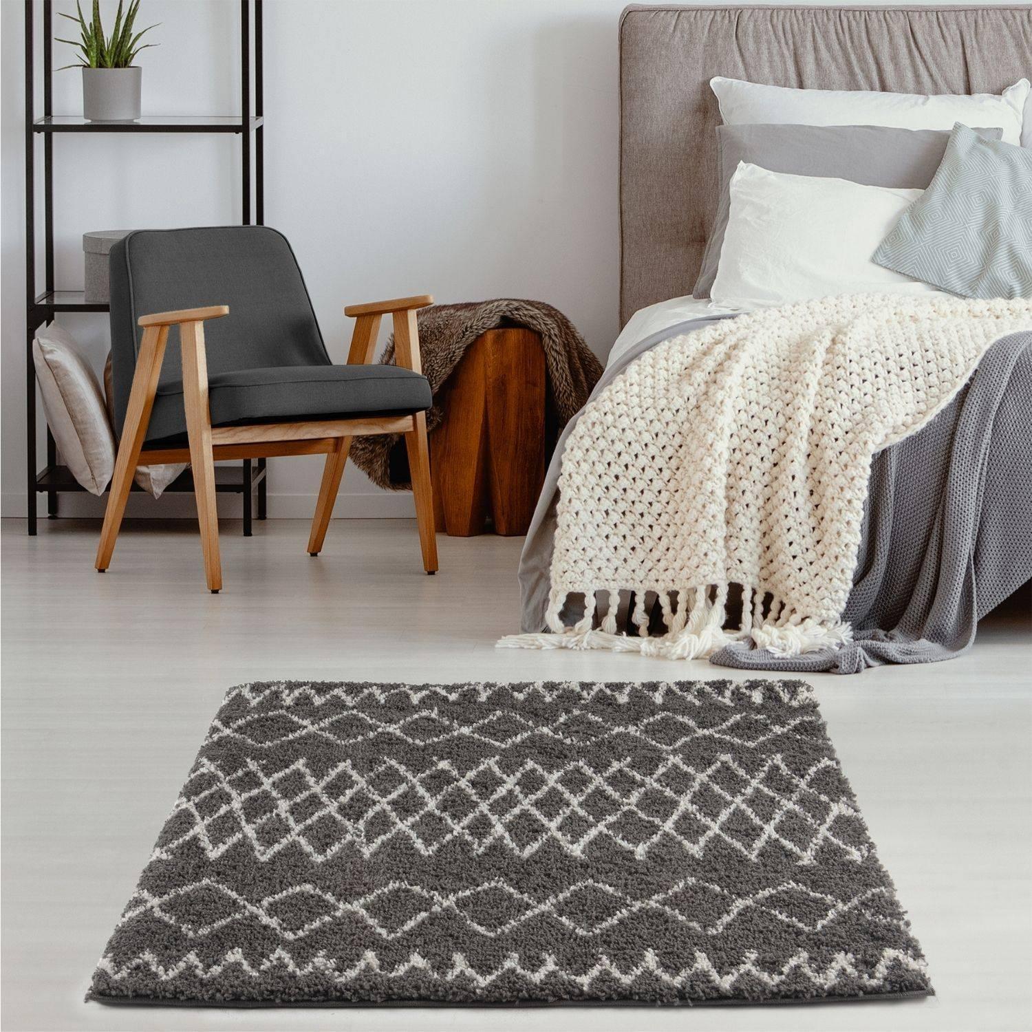 940MoroccanDarkGreyShaggyRug-27 - Bobobiy