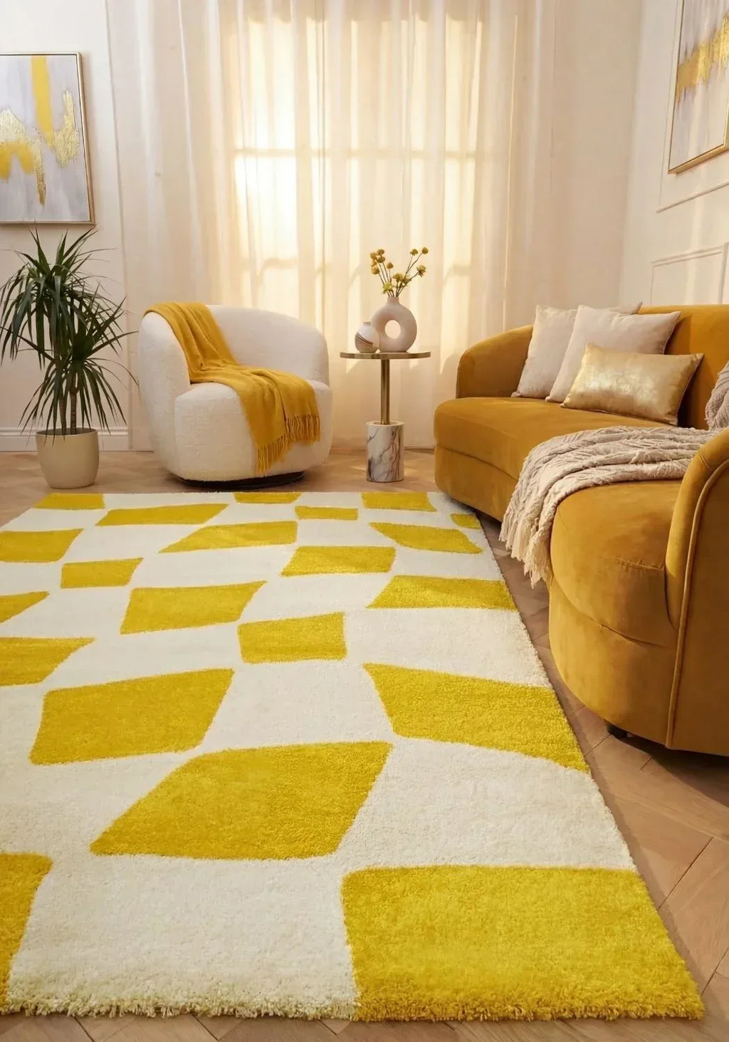 9420_checkered_yellow_white_living_room - Bobobiy
