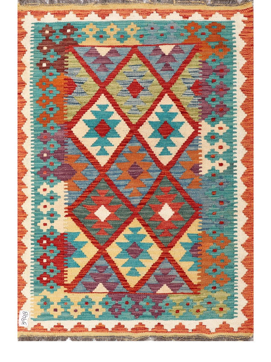 Maimana Afghanistan Kilim Rug - 198 x102 cm - Handmade