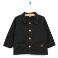 Baby boy dark anthracite jacket with button front and turn-down collar