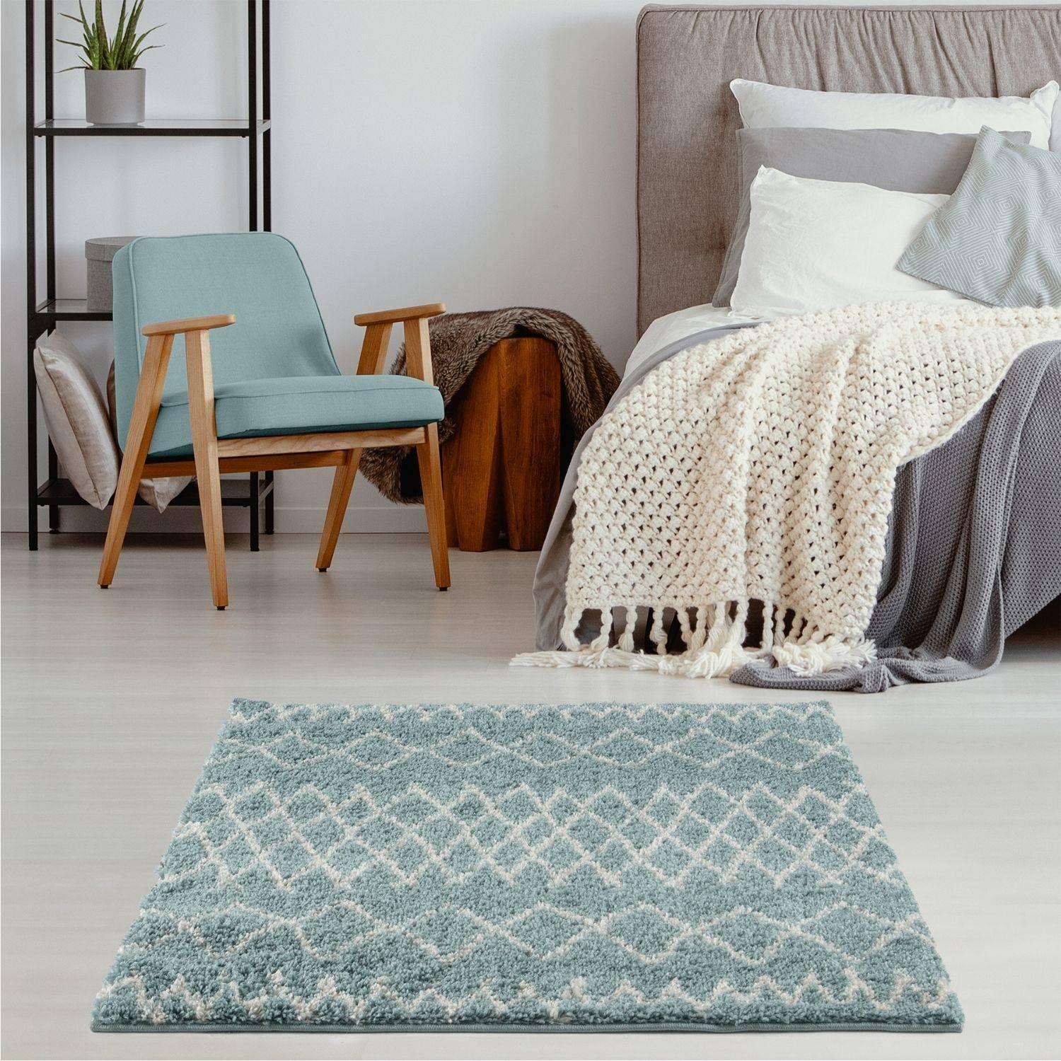 950MoroccanDuckEggBlueShaggyRug-18 - Bobobiy