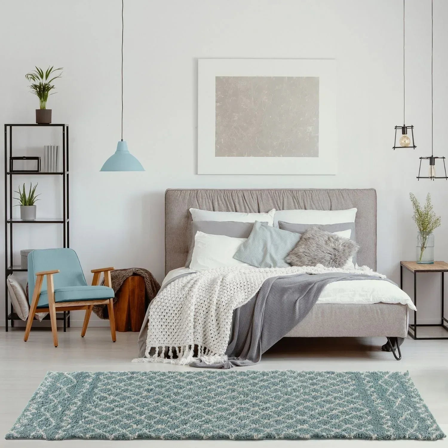 950MoroccanDuckEggBlueShaggyRug-19 - Bobobiy