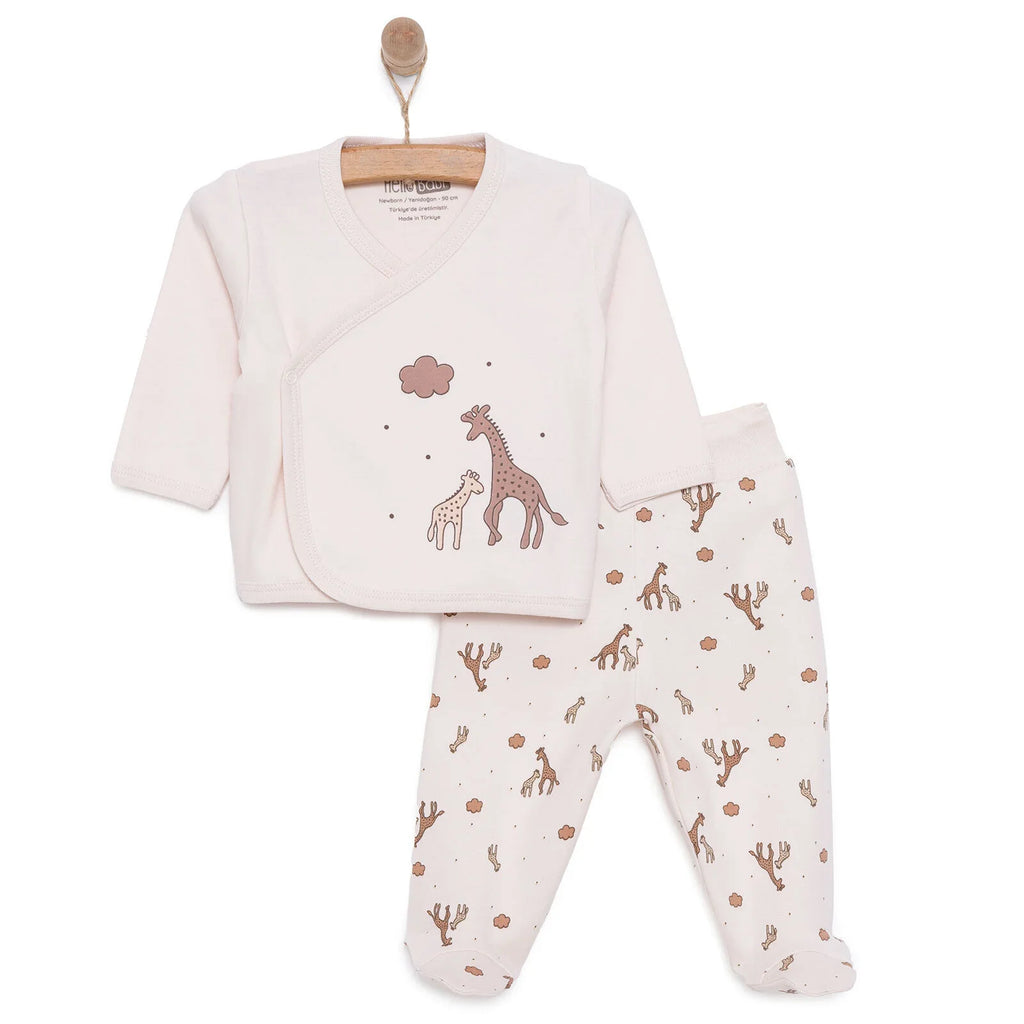 HelloBaby Unisex Wrapover Top-Footed Bottom - Beige