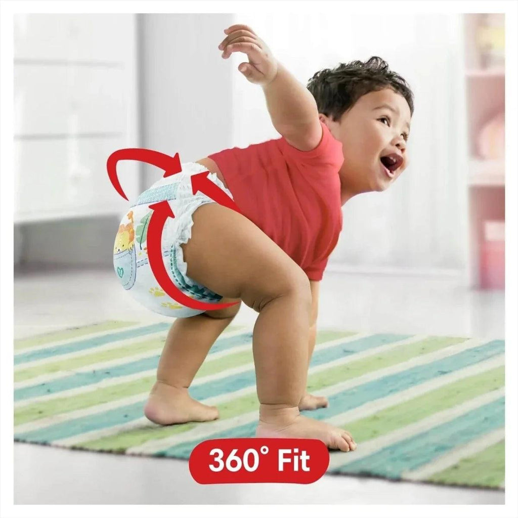Baby-Dry pants diaper with 360° fit, worn by standing child