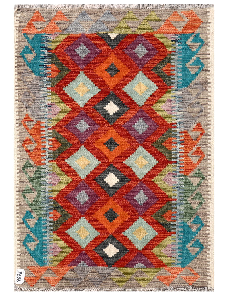Maimana Afghanistan Kilim Rug - 118 x 83 cm - Handmade