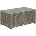 90 x 50cm Glass-Top Rattan Side Table - Dark Grey - Bobobiy