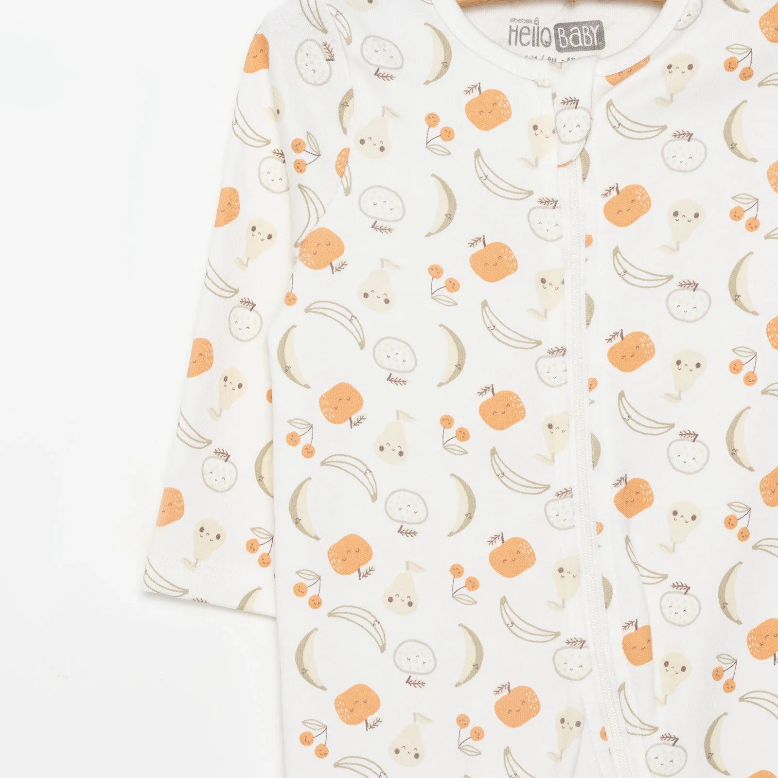 HelloBaby Newborn Girl Organic Footed Jumpsuit - Ecru