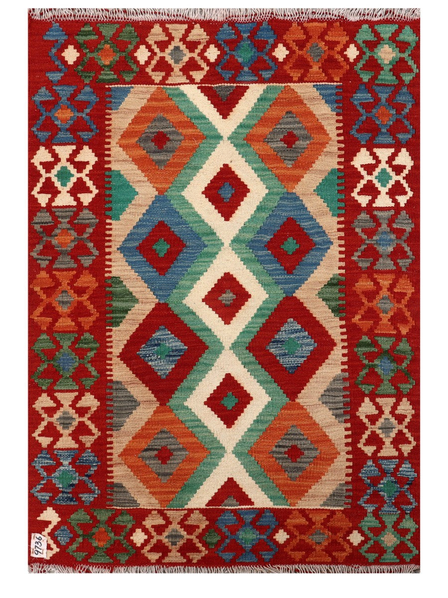 Maimana Afghanistan Kilim Rug - 128 x 89 cm - Handmade