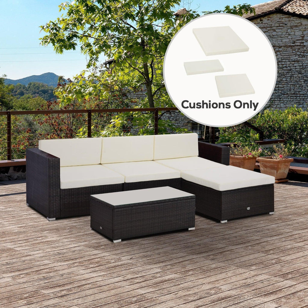 Outdoor Cushion Pad Set for Rattan Furniture, 7 Piece Garden Furniture Cushions ONLY, Cream - Bobobiy