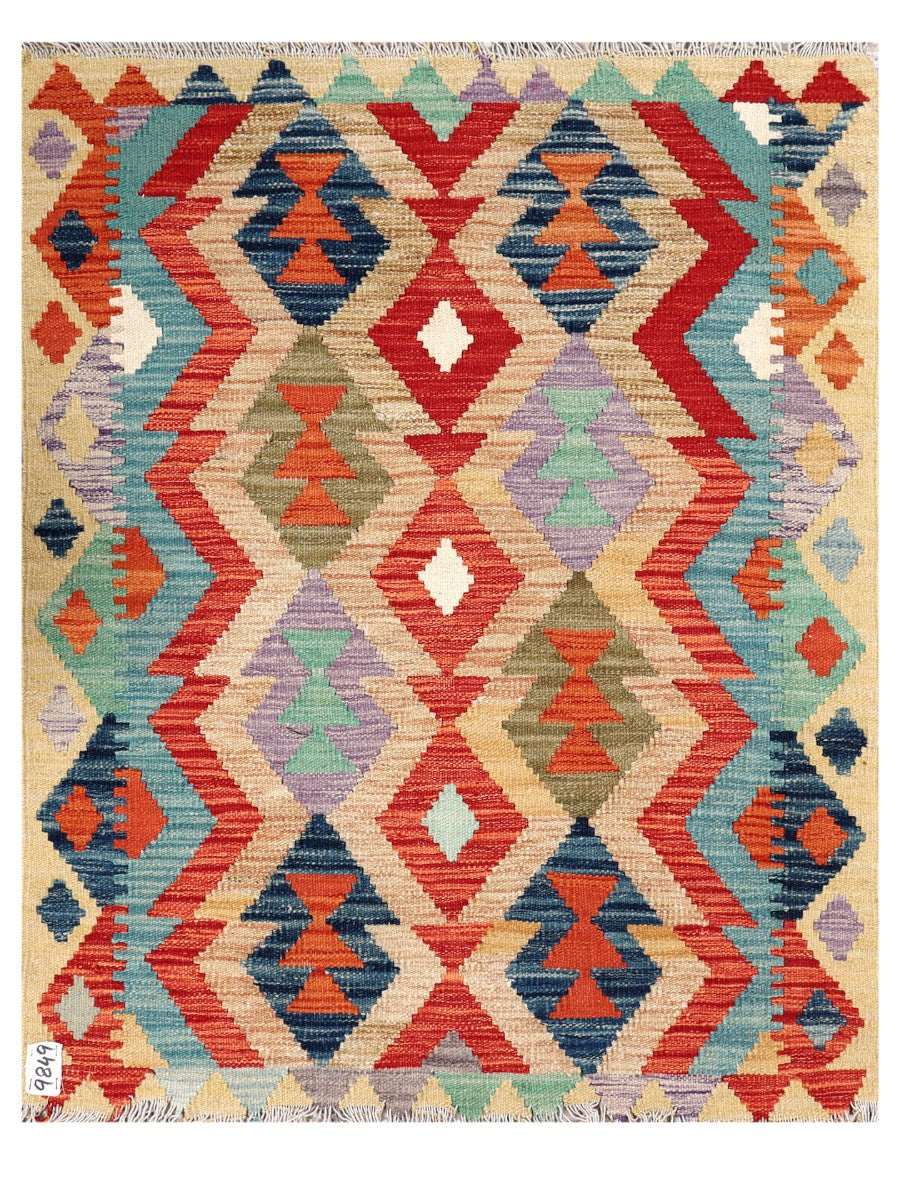Maimana Afghanistan Kilim Rug - 116 x 92 cm - Handmade