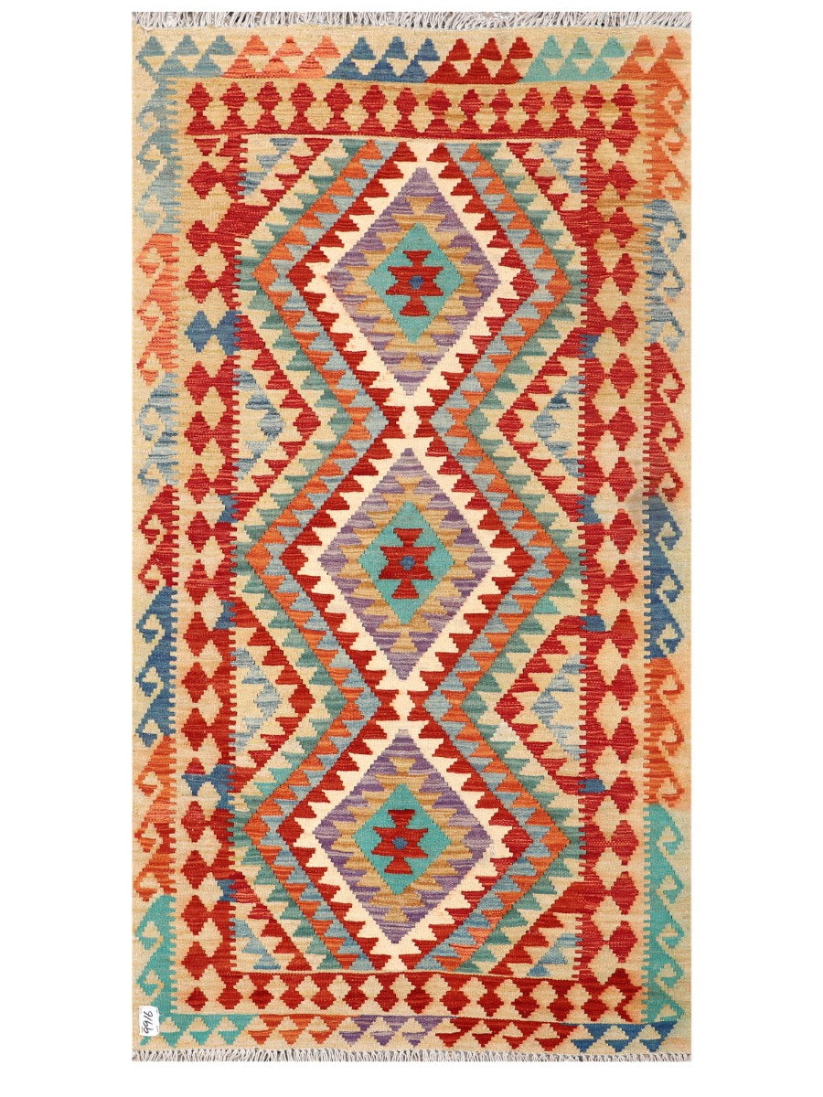 Maimana Afghanistan Kilim Rug - 197 x 103 cm - Handmade