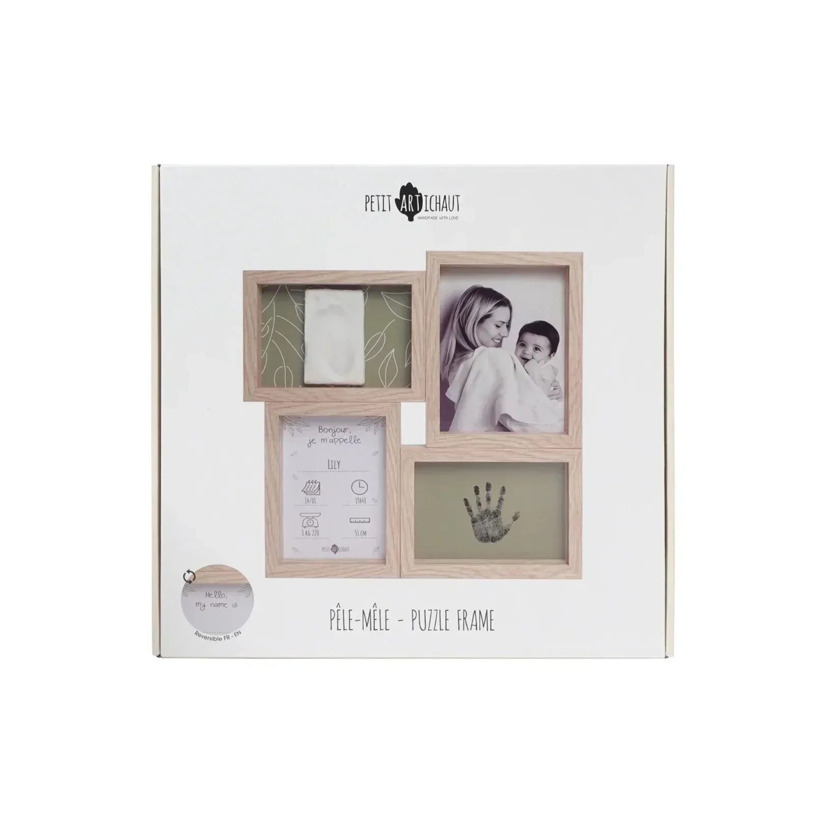 Petit Artichaut Puzzle Frame with Hand & Foot Imprints - Olive Tree - Bobobiy