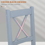 Grey dining chair backrest with crossed X support bars