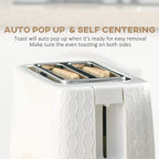 Cream 2-slice toaster with auto pop-up toast mechanism