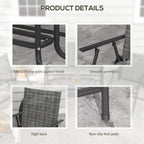 Light grey metal patio chairs with coated frame, smooth armrests, and non-slip feet