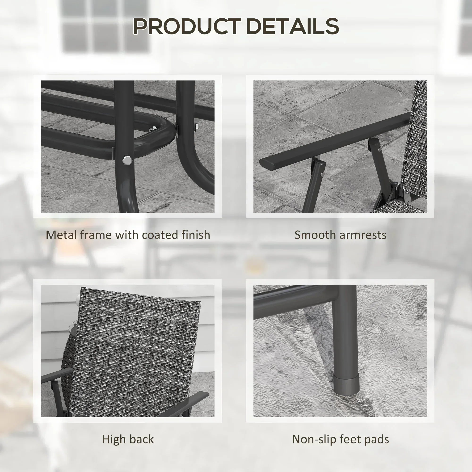 Four-Piece Metal Garden Sofa Set - Mixed Grey - Bobobiy