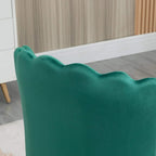 Green velvet-feel fabric shell backrest with scalloped, tufted panels