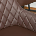 Close-up of brown quilted PU leather bar stool upholstery with diamond stitch pattern