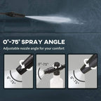 Pressure washer spray gun with adjustable nozzle angles and a water spray stream