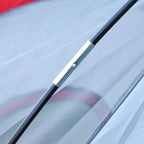 Tent fabric seam with white mesh window and blue support rod