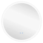 Round LED bathroom mirror with bright white light ring and touch buttons